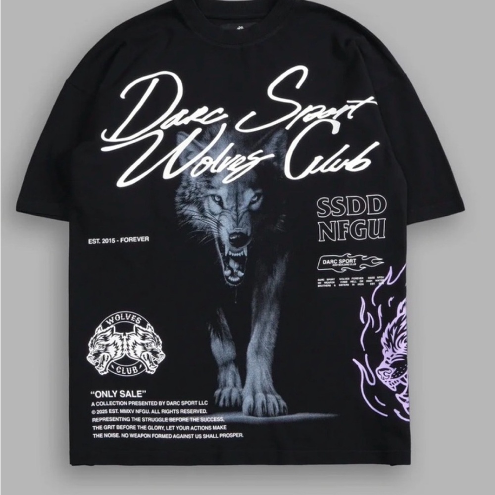 NEW XXXL Darc Sport Black Wolf From the Shadows Tee
